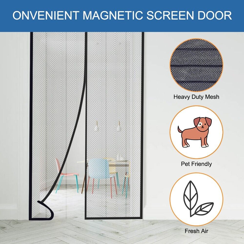 Magnetic Screen Door Curtain - Heavy Duty Mesh Bug Barrier (83" x 39")