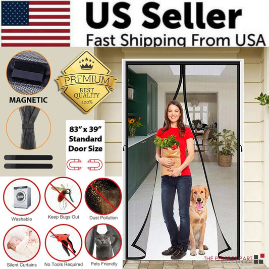 Magnetic Screen Door Curtain - Heavy Duty Mesh Bug Barrier (83" x 39")