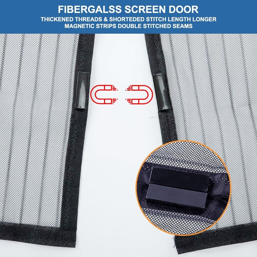 Magnetic Screen Door Curtain - Heavy Duty Mesh Bug Barrier (83" x 39")
