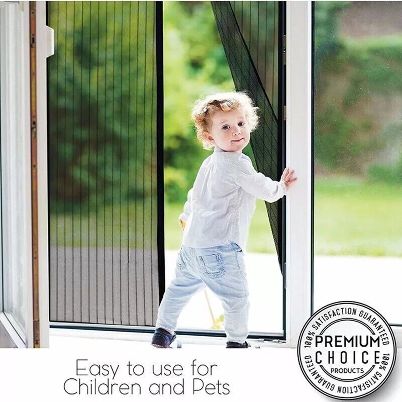 Magnetic Screen Door Curtain - Heavy Duty Mesh Bug Barrier (83" x 39")