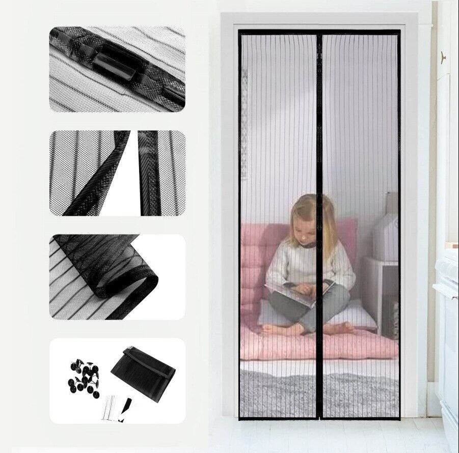 Magnetic Screen Door Curtain - Heavy Duty Mesh Bug Barrier (83" x 39")
