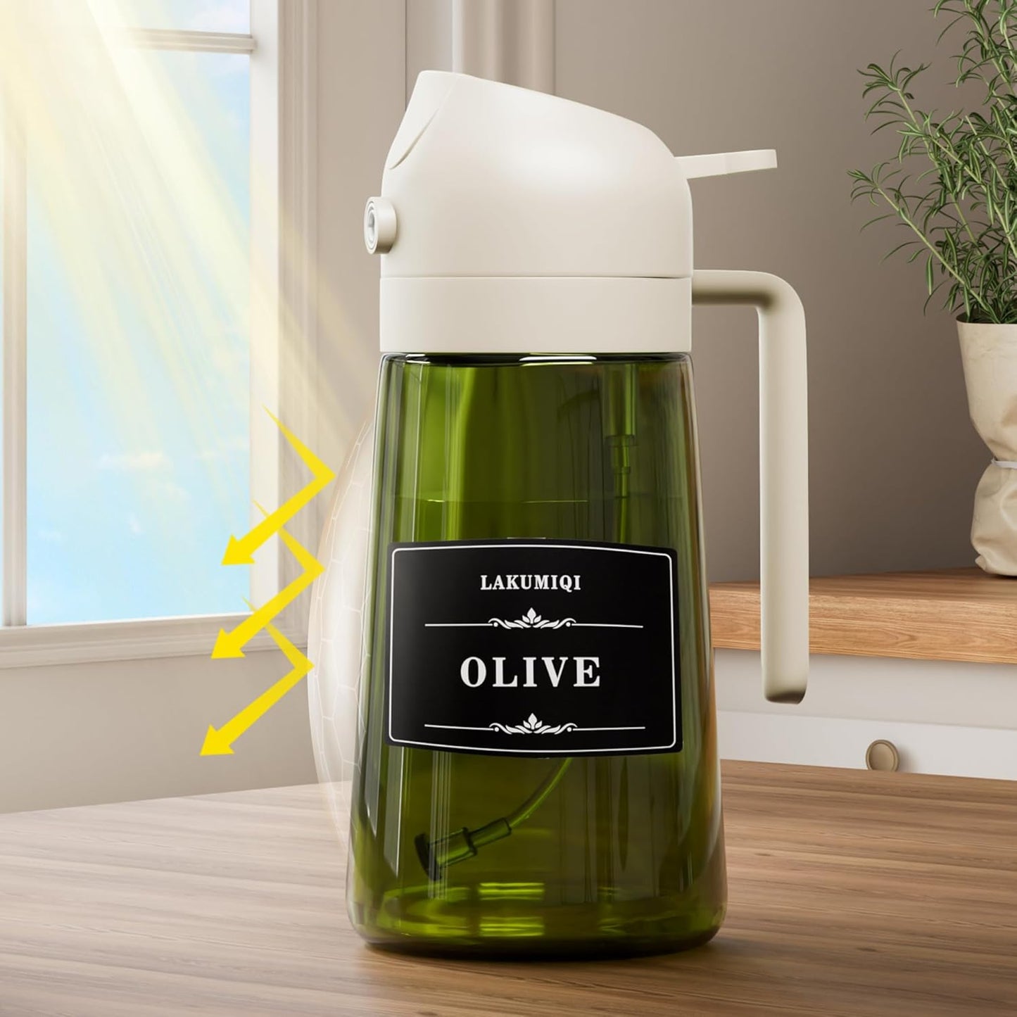 KaloTidy 2-in-1 Olive Oil Dispenser & Sprayer — 16oz Leakproof Glass Bottle