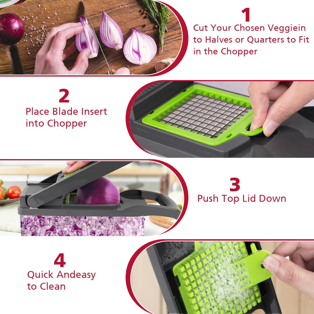 Vegetable Chopper Pro – Fast & Easy Onion, Veggie & Fruit Dicer for Kitchen