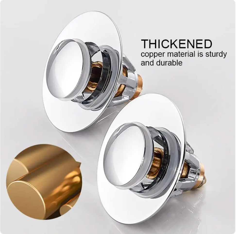 Pop-Up Drain Stopper & Hair Catcher — Stainless Steel, Fits 25-62mm