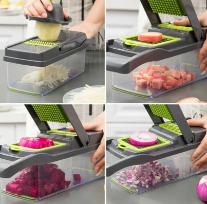 7-in-1 Vegetable Slicer & Dicer — Kitchen Food Chopper with Container