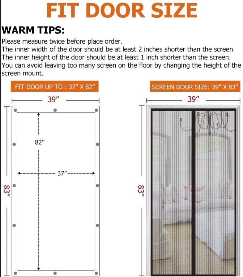 Magnetic Screen Door Curtain - Heavy Duty Mesh Bug Barrier (83" x 39")