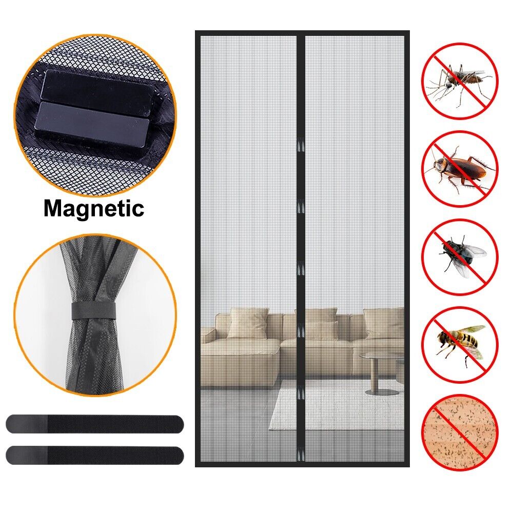 Magnetic Screen Door Curtain - Heavy Duty Mesh Bug Barrier (83" x 39")